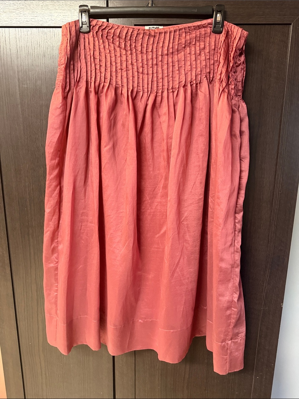 Future Collective Smocked Coral Pink A-Line Women's Skirt